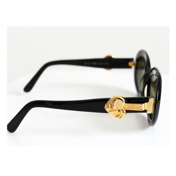 Moschino Sunglasses by Persol Ratti Black Resin with Gold Heart Vintage Rare - Picture 6 of 8